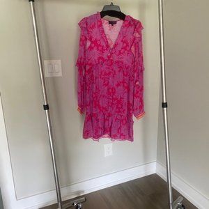 Hale Bob - pink/rose colored ruffle mini dress  - size XS